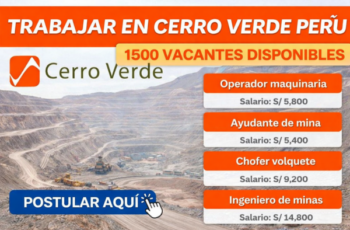 Trabajar en Cerro Verde Perú: 1500 Vacantes Disponibles